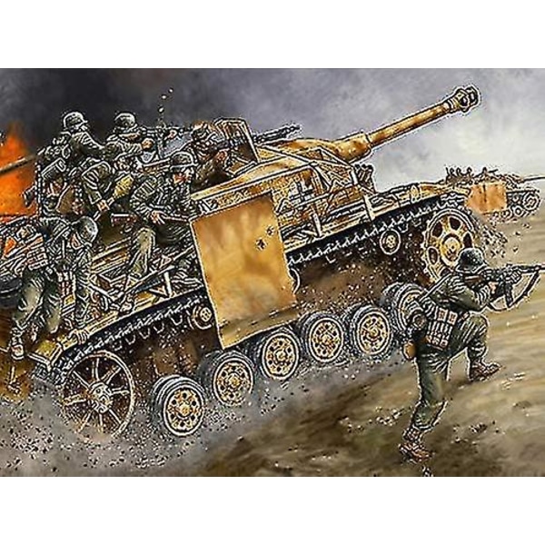 Gör-det-själv diamantbroderi WWII Wehrmacht Gun Tank Militär diamond painting Cross Komplett set Heminredningstillbehör, 50x70cm