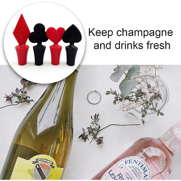 4 stk. vinpropper genanvendelige flaskepropper silikoneprop caps til vin champagne drikkevarer øl