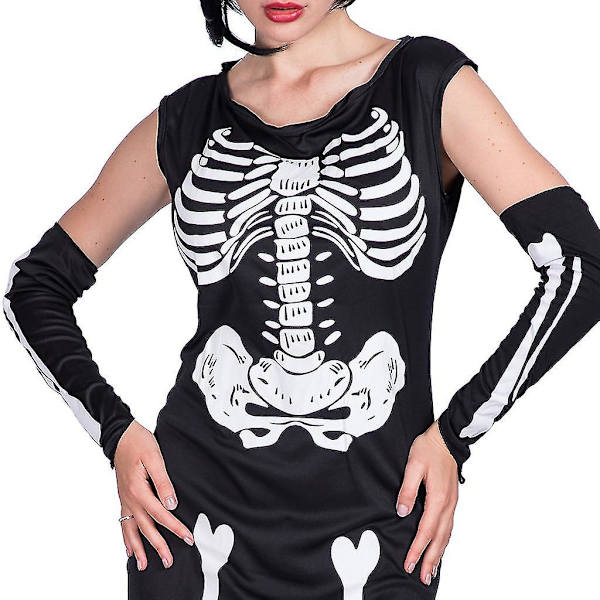 Halloween Skelett Kvinna Cosplay Kostym