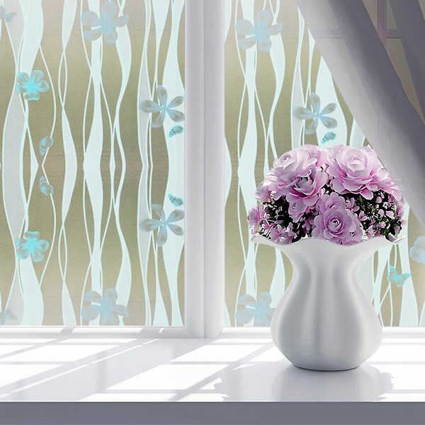 Frostad Blomsterblad Dekal Balkong Badrum Dörr Fönster Dekorativ Glasfilm (9#)