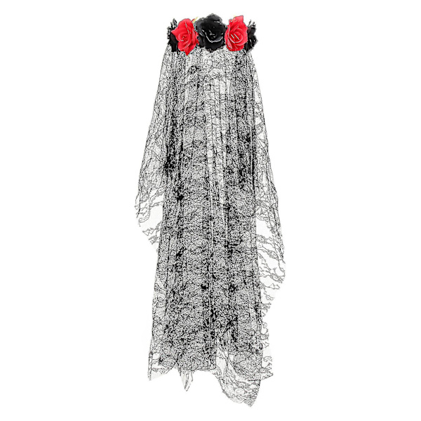 Goth Tøj Halloween Kostume Pandebånd Gothic Pandebånd Slør Halloween Blomst Sort Slør Pandebånd