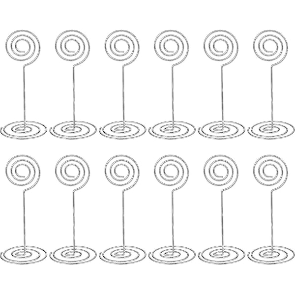 12 kappaleen pöytänumerokortinpidikkeen valokuvanpidiketelineet Aseta paperivalikkoklipit, ympyrän muoto, hopea