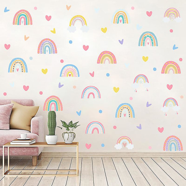 Rainbow vægdekorationer - Moderne Boho Rainbow Decor Stickers Sæt til børneværelser og piger værelse dekorationer - Gave til piger Værelsesindretning