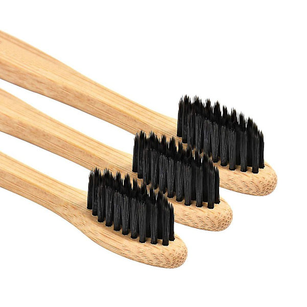 Set med 10 st bambu-tandborstar (5 st i svart, 5 st i vitt)
