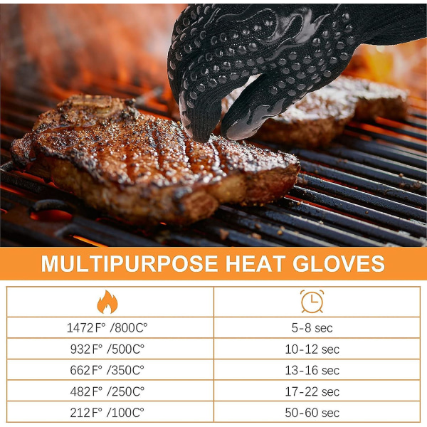 Grillhandske, universelle varmebestandige ovnhandsker op til 800c Skridsikre varmebestandige ovnhandsker Handsker til grill grillovn køkken og pejs [1