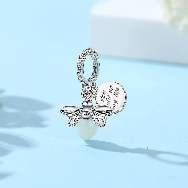 925 Sterling Silver Berlocker Eldfluga Fjäril Kameleont Hänge Pärlor Passar Pandora Armband Halsband（10）