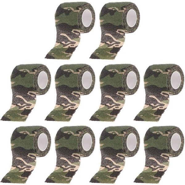 10 stycken kamouflagetejp Självhäftande bandage utomhus elastiskt tyg Skyddande camo för militärjakt
