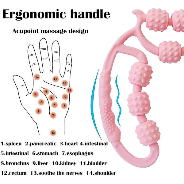 Muskelrulle för Spänningsavlastning - Uppgradering med 9 Rullar, Effektiv för Arm, Ben, Lår, Nackspänningar och Ömhet, Cellulitreducering