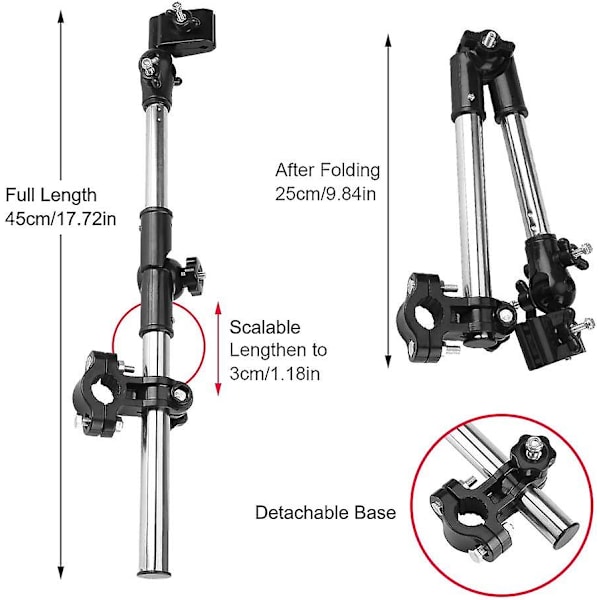 Paraplyholder for barnevogn, 360° justerbar sykkelparaply strekkmontering stativholder babyvogn barnevogn sykkelstol