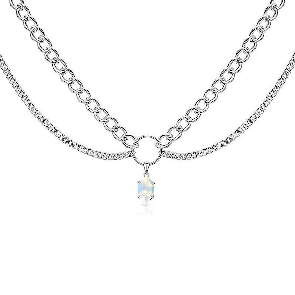 Halsband för kvinnor, flerlager, elegant, snygg choker för flickor, smyckesgåva, bleknar inte lätt (silver)