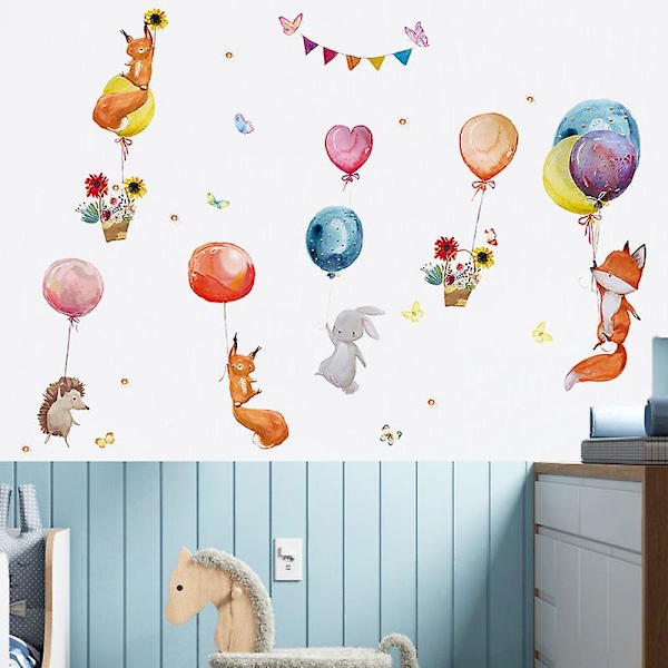 En uppsättning blommor djur ballonger fjärilar väggdekaler, väggfönster väggdekal, väggdekoration för vardagsrum sovrum kontor kök