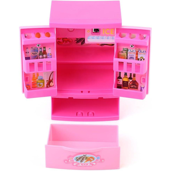 Barn Imitasjon Leker Mini Kjøleskap Rosa Plast Rolle Leker Kreativ Små Husholdningsapparater Modell Leker Utdannings Simulering Leker Hjemmeapparat