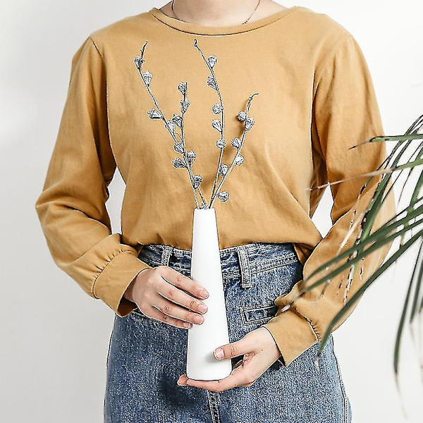 3 stycken koniska vita keramiska vaser i Ins-stil, små blomknoppsvaser, lämpliga för hem, bröllop, bankettbord, sovrum, vardagsrum, kontorsbord