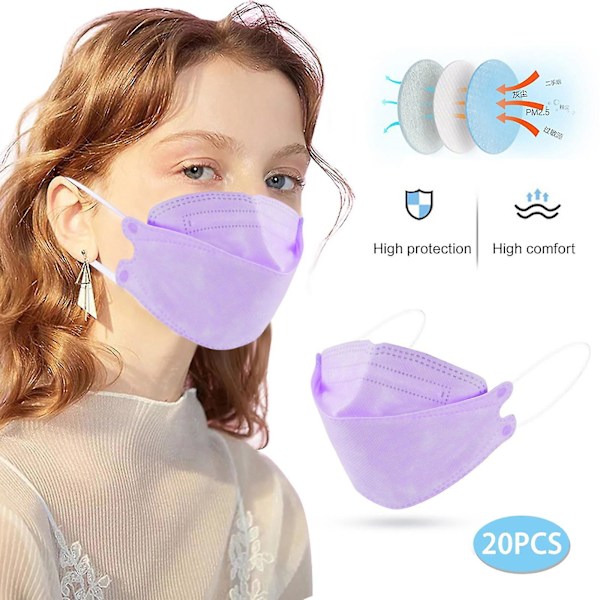 Vuxen Utomhusmask Dropp- och Dimmskydd Fisk Non-Woven Ansiktsmasker 20st