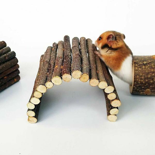 Gnaverlegetøj Træ Kæledyr Hegn Krybdyr Legetøj Skildpadde Hamster Firben Skjulested Hide Hul Trompet