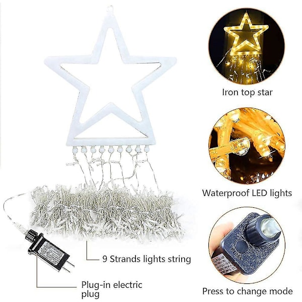 (ny) Cerflyer Julepynt Utendørs Stjerne Lyslenke. 320 Led Juletrær Topplys
