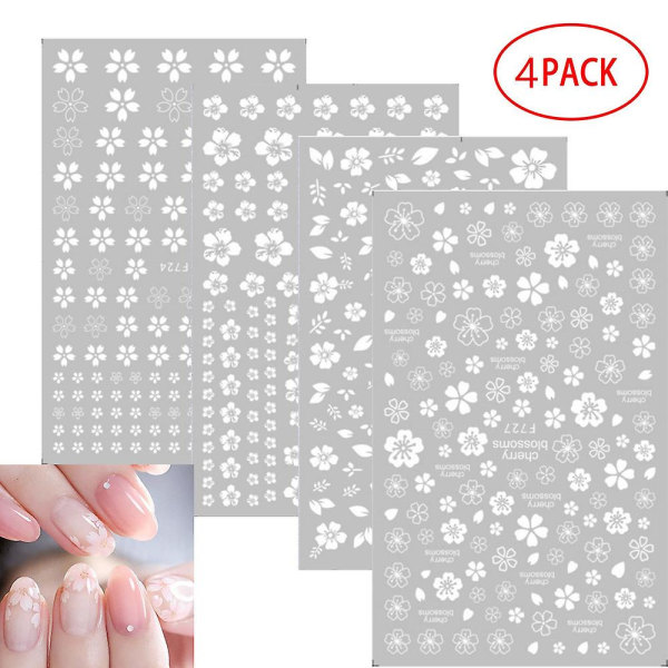 Flower Nail Stickers 3D Selvklæbende Nail Art Decals til Kvinder Børn Piger Blossom Manicure Tips Negledekoration