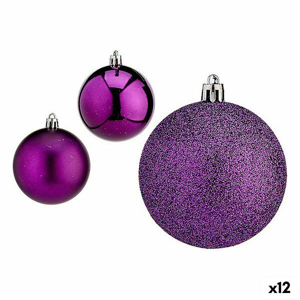 Set med julgranskulor Lila Plast 7 x 8 x 7 cm (12 stycken)