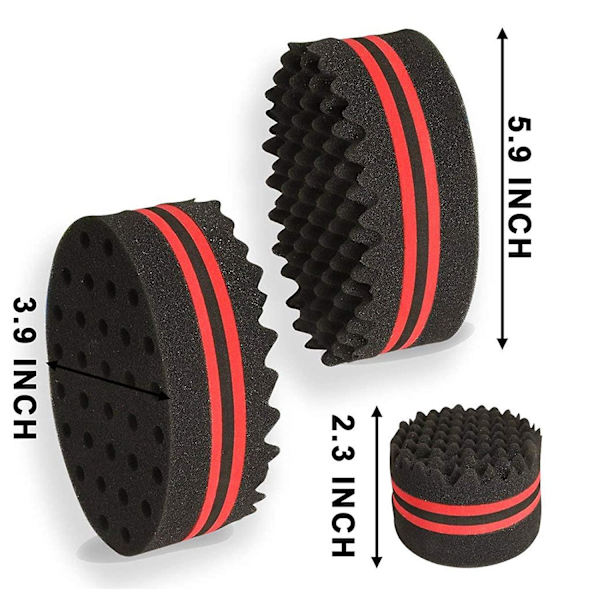Svampar borstar, set med 2 dubbelsidiga små hål (8 mm hål) Afro Curl Curl Svampar borstar med 6,69\" metall styling kam