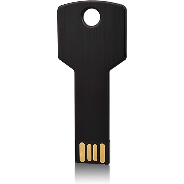 32gb USB-minnepinne, metallnøkkelformet 2.0 USB-minnepinnepennstasjon svart (32GB）