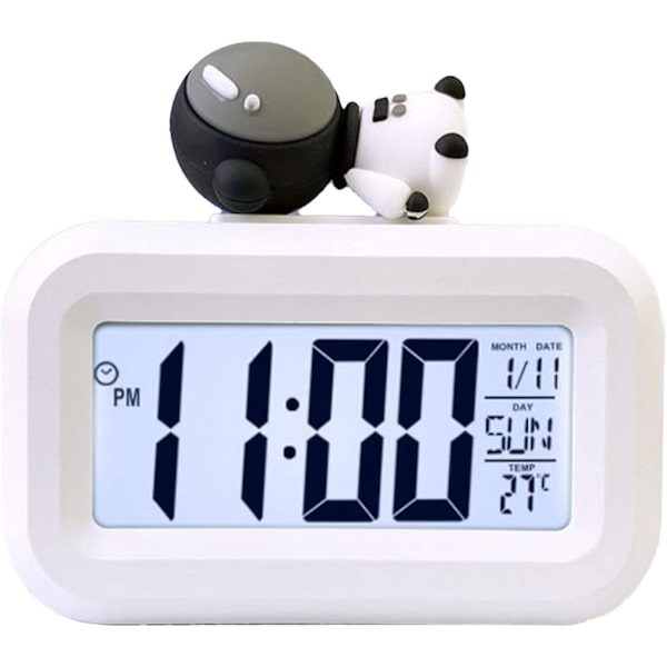 Väckarklocka, tecknad digital klocka söt tecknad LED-skärm skrivbord elektronisk larmdata tid kalender temperatur (rymdman)