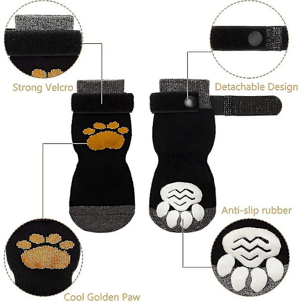 Halkskyddande Hundstrumpor För Hundar 2 Par Mjuka Justerbara Tasskydd Hundgreppstrumpor Med Rem Traction Control Niuniu（L）