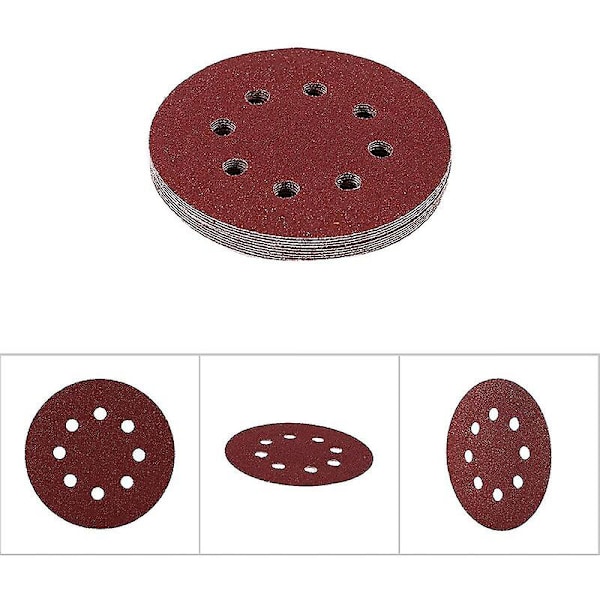 10 st 5 tum 8 hål slippapper krok och ögla slippapper sandpapper för excenterslip slumpmässig(180)
