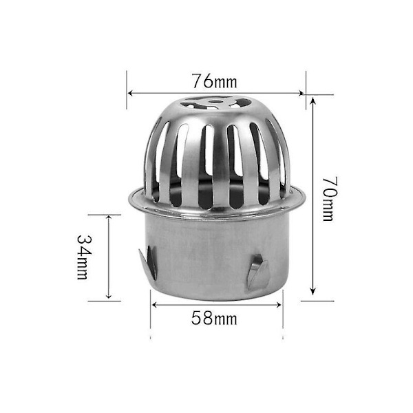 2-pack rostfritt stålgaller för hängrännor för att hålla avloppen öppna Förhindrar igensättning av löv och skräp Passar rör med 58 mm innerdiameter