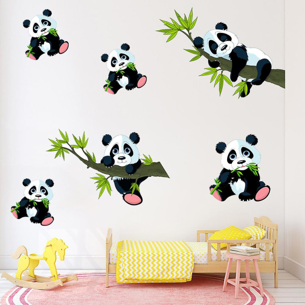 Väggdekor för panda och bambu Väggdekor för djur för barn Lekrum för baby i sovrummet Väggdekor för barnkammare