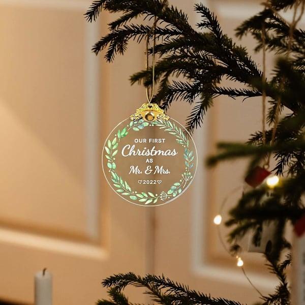 Klar Kristalljulkula, Första Juldekorationen För Nyfödd, Son, Dotter, Herr Och Fru - Guld