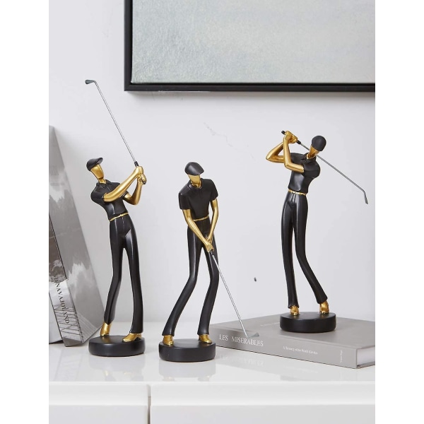 Amoy Art Golfer Staty Golf Skulptur Dekor Modern Interiör Vardagsrum Konst Present Harts Svart 24cm Hög Typ A