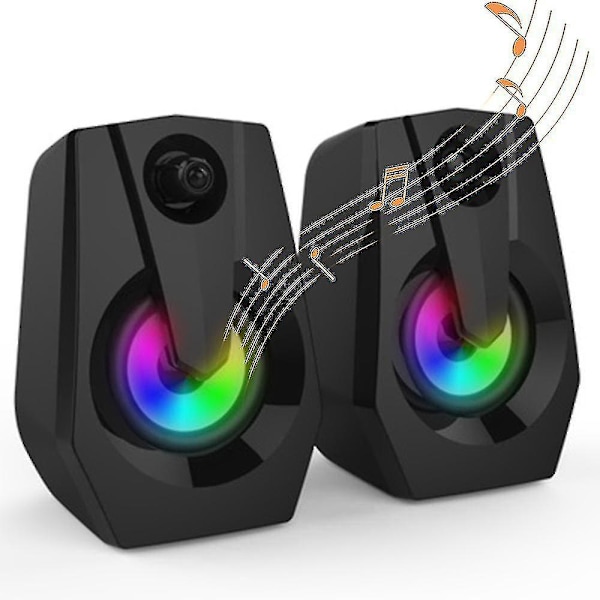 Datorhögtalare, Stereo 2.0 USB Multimedia Högtalare med LED/volym