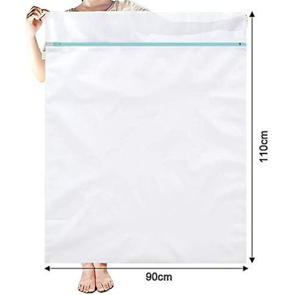 Nett klesvaskemaskin Vaskesekker 90x110cm XXL Stor Størrelse Mesh Vask Net Vaskesekk med Glidelås for Kjole Frakk Sengetøy Teppe Laken, Pakke o