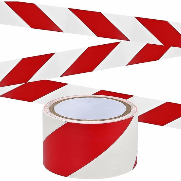Varoitusteippi - 4,5 cm x 16 m per rulla - lattia-/turvamerkintä - punaiset ja valkoiset raidat
