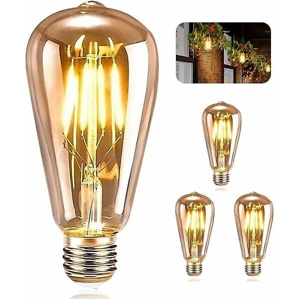 1 st 4W Edison LED-lampa E27 ST64 (=40W dekorativa glödlampor), 470Lm varmvit 2700K, vintage lampa retro Bu