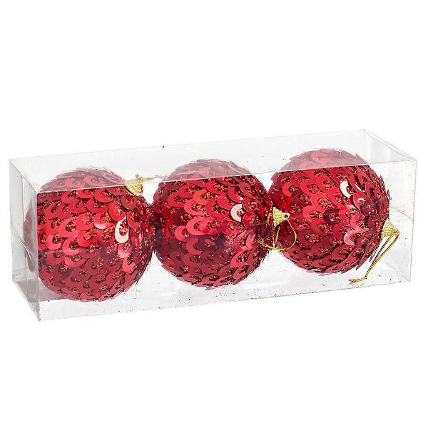 Julgranskulor Röd Plast Polyfoam 10 x 10 x 10 cm (3 stycken)