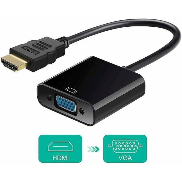 CCTV HDMI til VGA-kabel og -adapter, HD 1080P aktiv HDMI til VGA-adapter han til hun videokonverter til computer, stationær, bærbar, pc, skærm