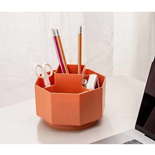 Multifunktionell roterande pennhållare (färg: orange)