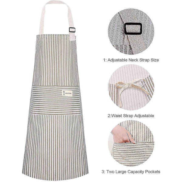 Förkläden för kvinnor, 2-pack, justerbara bib-förkläden med 2 fickor