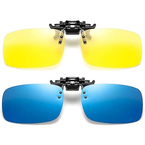 2 par polariserte solbriller Clip on Flip Up Night Vision for Myopi Antirefleksbriller for menn Kvinner Kjøring Utendørs Sport Arbeid med boks