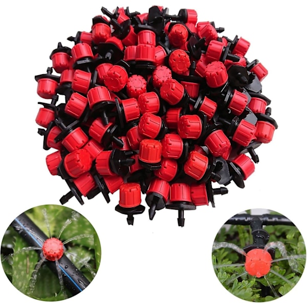 100 st 1/4 tum bevattningsdroppar sprinklers, justerbara emitter droppar mikro dropp bevattningssystem bevattningssprinklers anti-igensättning emitter