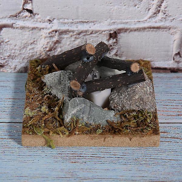Dockhus Miniatyr Trädgårdsscen Eldstad Träsimulering Eldstad Modell Leksakstillbehör Eldstad