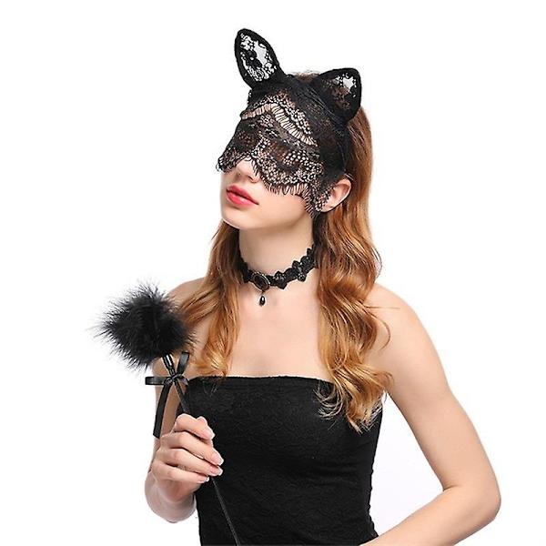 Seksikäs Kissan Korvat Pääpanta Musta Pitsi Hupun Maskin Kissan Korvat Hiusholkki Kanin Korvat Hiusholkki Juhlan Koriste Pääkoriste Kanin Korvat Kasvojen Hupun Pääpanta Cosplay C