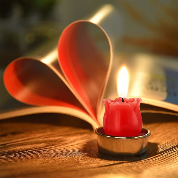 12 stykker Valentinsrose telys Håndlagde delikate roseblomsterlys til Valentinsdagsfest Bryllupsspa hjemmedekorasjonsgave
