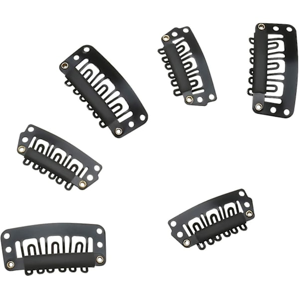 100 st U-formade klämmor i metall, rostfritt stål, 6 tänder kamklämmor med mjukt gummi för DIY-hårförlängningar, 3,2 cm, 2,8 cm,