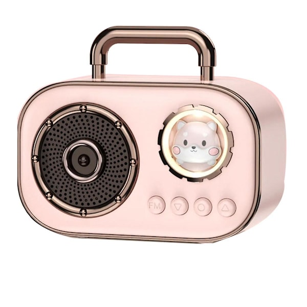 Retro Bluetooth Högtalare Subwoofer Mini Högkvalitativ Skrivbordshögtalare Bärbar Hemhögtalare - Rosa