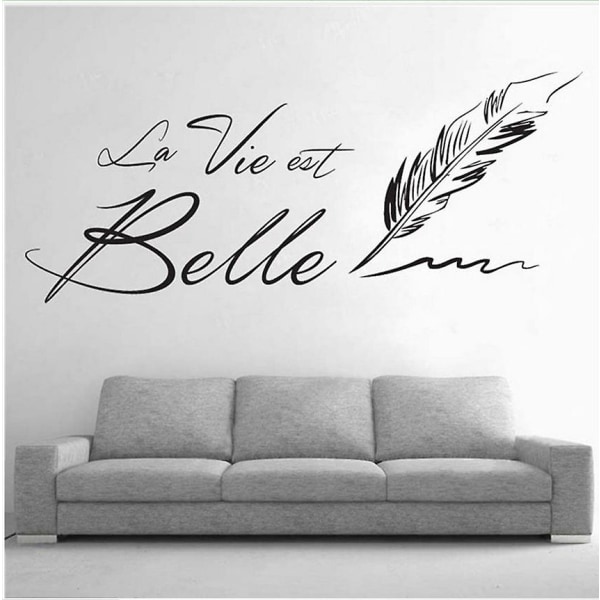 Bogstavet og livet er smukt & Quot; Vægklistermærker Kreativ fransk sætning Belle Living vægklistermærker Stue boligindretning 70X50Cm