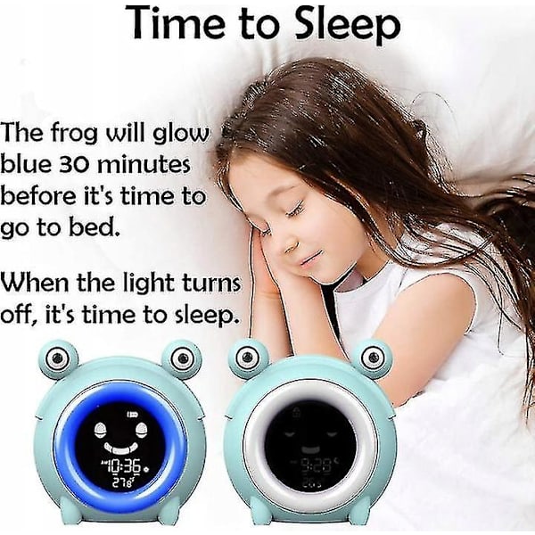 Liten väckarklocka Smart nattlampa Liten groda Led-klocka Usb-laddning Liten nattlampa Grön väckarklocka Skrivbordsur