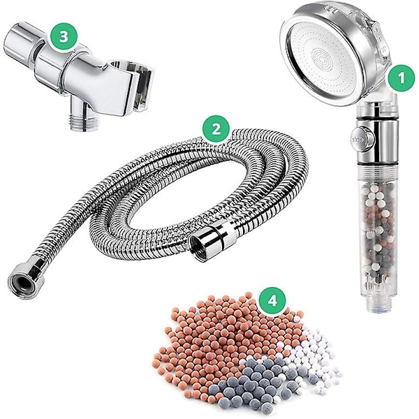 Negativ jonisk spa-strösselset trippel filter super Boost vattenbesparande badrum dusch handströssel slang duschhuvud