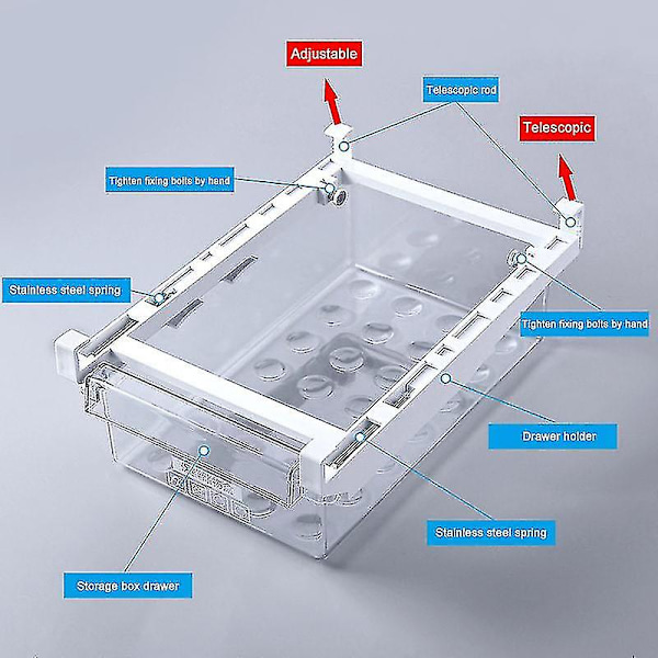 Jääkaapin Laatikon Järjestäjä Ruoka Munien Säilytyslaatikko Vedettävissä Oleva Jääkaapin Hylly Säilytyslaatikko